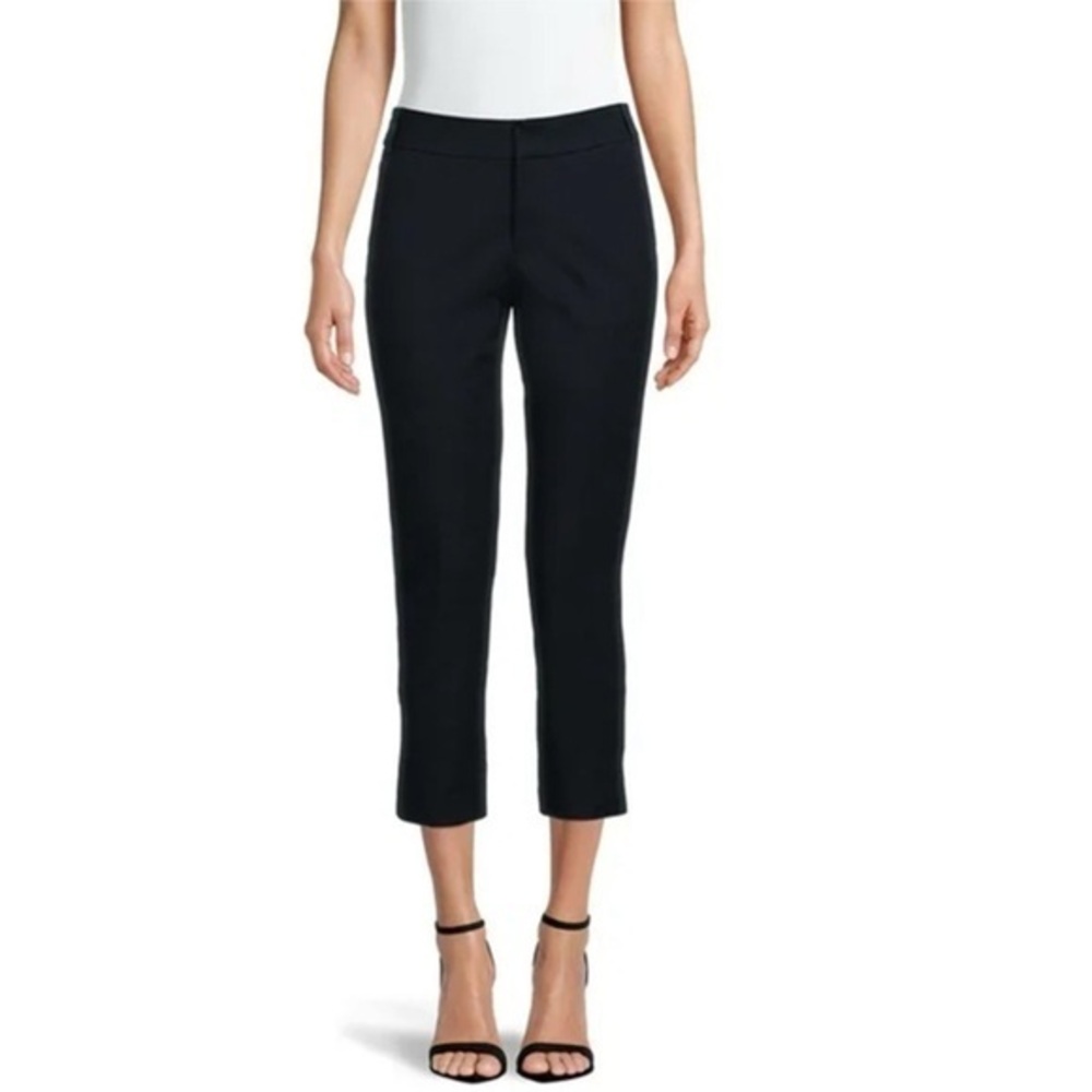 St. John Black Cotton Blend Stretch Cropped Pants S (6)